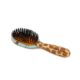 Rock & Ruddle Natural Pure Boar Bristle Hair Brush for Women & Kids (Small/Travel Size, 17.5cm) - Great for Wet & Dry Hair, Detangling Smoothing Blowdrying - Designed & Made in UK - Giraffe