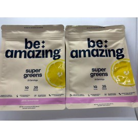Beam Be amazing BE AMAZING SUPER GREENS Natural Pink Lemonade 2 x 10.16z BB 5/27 FREE SHIPPING