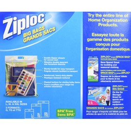 Ziploc Big Bags Clothes and Blanket Storage Bags for Closet Organization, Protects from Moisture, Dust and Pests, Large, 5 Count[Color may vary]