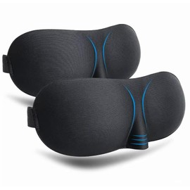 Senshuomy 3D Deep Orbit Invisible Alar Sleep Mask - Ultra Lightweight, Comfortable with Adjustable Strap, Ideal for Travel, Nap & Shift Work, Includes Noise-Canceling Earplugs(Black/2pcs)