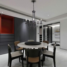 WUPYI Design Rustic Chandelier 5-Light,Metal Candle Chandeliers Dining Room Lighting Fixtures Hanging Black Candle Island Pendant Lighting(US Shipping)