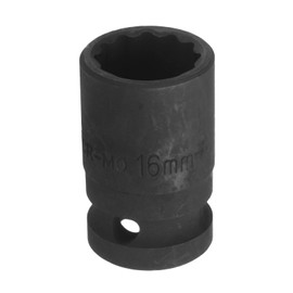 uxcell 1/2" Drive x 16mm Shallow Impact Socket 12-Point Metric CR-MO Steel Nut Impact Grade Socket for Auto Repair
