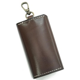 NM Element Men's Vintage Trifold Key Case, Genuine Leather, Carabiner, mocha brown
