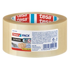 tesa Pack Solid & Strong - Quiet Unrollable Parcel Tape/Packing Tape for Securely Sealing Parcels. Available in: Transparent and Brown