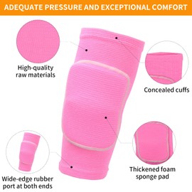 Dokpav Soft Knee Pads, Volleyball Knee Pads, Dance Knee Pads Unisex, Thick Sponge Knee Sleeve, Anti-Slip Knee Protector, Soft Breathable Knee Pads for Athletic Use, Workout Climbing, Medium (pink)
