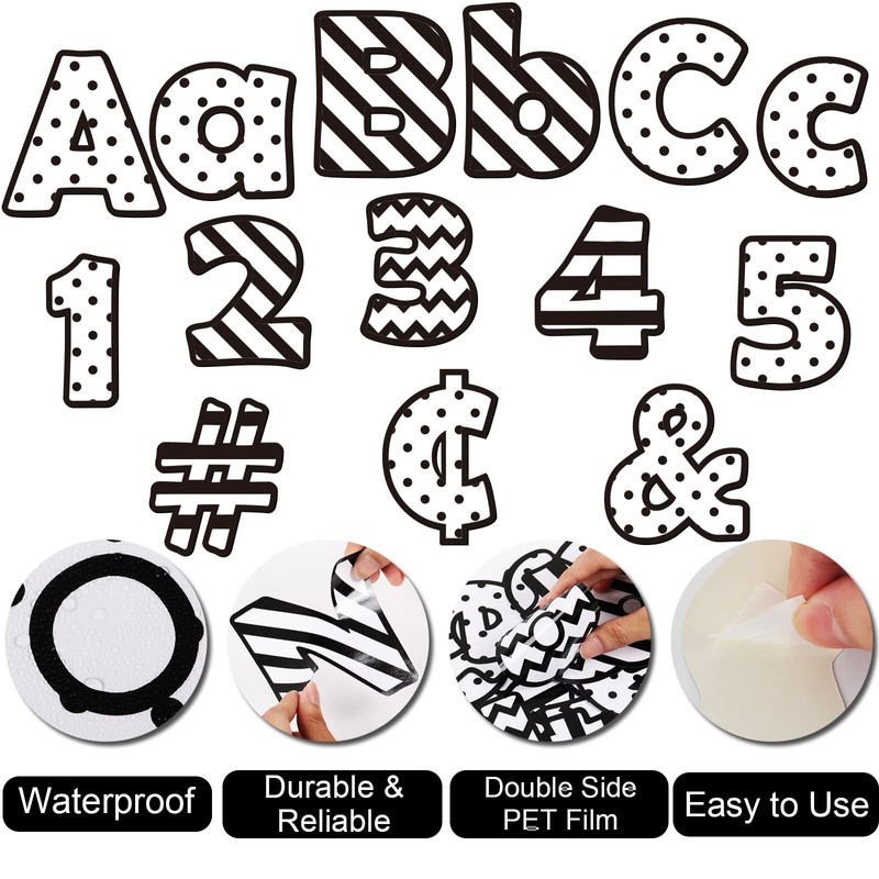 260 Pcs Black and White Bulletin Board Letters for Classroom