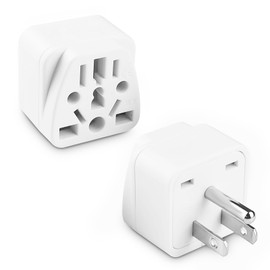 European to US Plug Adapter, UK to US Plugs Adapters, 2 Pack US Plug Adapter, Universal to American Outlet Adapter, EU/UK/AU/CN/JP/Italy/Brazil/European to American Plug Adaptor(Type B), White
