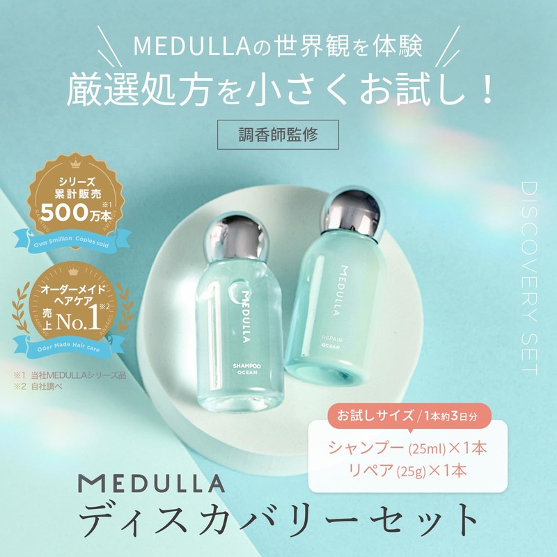 MEDULLA Discovery Set, Aqua Savon Scent, Shampoo, Treatment Set, 0.9