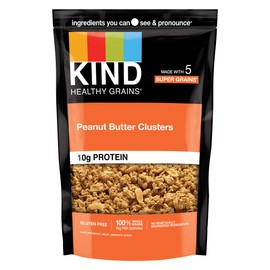 KIND Healthy Grains Granola, Peanut Butter Clusters, Healthy Snacks, Gluten Free, 100% Whole Grains, 10g Protein, 11oz, 1 Count