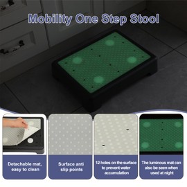 Ideamake Mobility Step Stool, Glow in The Dark Portable Non-Slip Step Platform for Adult Elderly Kids, Step Riser for Car, Bed, Door, Stair, Bathroom
