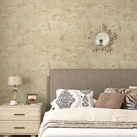 Wallderful Tan Cracked Concrete Wallpaper Peel and Stick Vintage Aged Textured Cement Wallpaper Beige Limewash Industrial Stone Contact Paper for Countertops Cabinet Bedroom Accent Wall 15.75"x118"