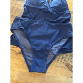 Cupshe Navy Blue Plunge Neck Back Tie Tankkni Small NWT