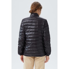 Orolay Women's Lightweight Packable Down Jacket Quilted Puffer Coat with Stand Collar Black L