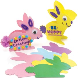 Baker Ross Easter Bunny Cards Blank Pack of 10 Easter Crafts for Kids (AX750)
