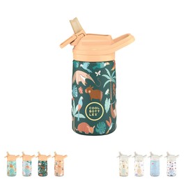 Cool Bottles – Botella de agua de acero inoxidable para niños, termo para niños, bebidas frías 36 horas y 18 horas calientes – Rainforest Refuge 350 ml