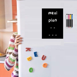 TMS Blackboard Fridge Magnet | A4 Magnetic Chalk Board Dry Erase with Colour Chalk Pens | Black Memo Board | Kitchen Notice Board for Notes, Reminders or use as Weekly Meal Planner [30 x 21cm]