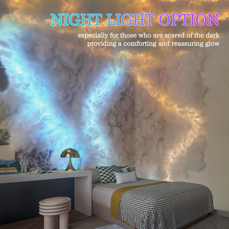 FUSLITE , 3D Thundercloud LED Light Cotton Lightning Cloud Colorful