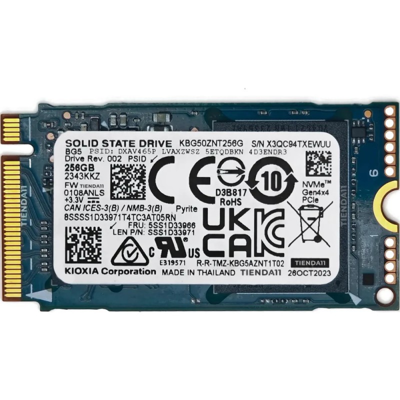 SSD Kioxia 256GB M.2 NVMe 2242/2280 3400MB/s Lectura 1900MB/s Escritura