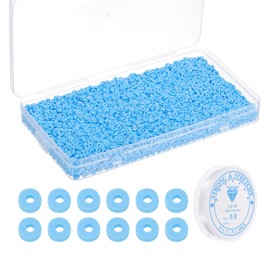 PATIKIL 4000 Pcs Clay Beads Bracelet Making Kit, 4mm Flat Round Polymer Clay Spacer Beads Preppy Heishi Beads Disk with Elastic String for DIY Friendship Jewelry Making, Sky Blue