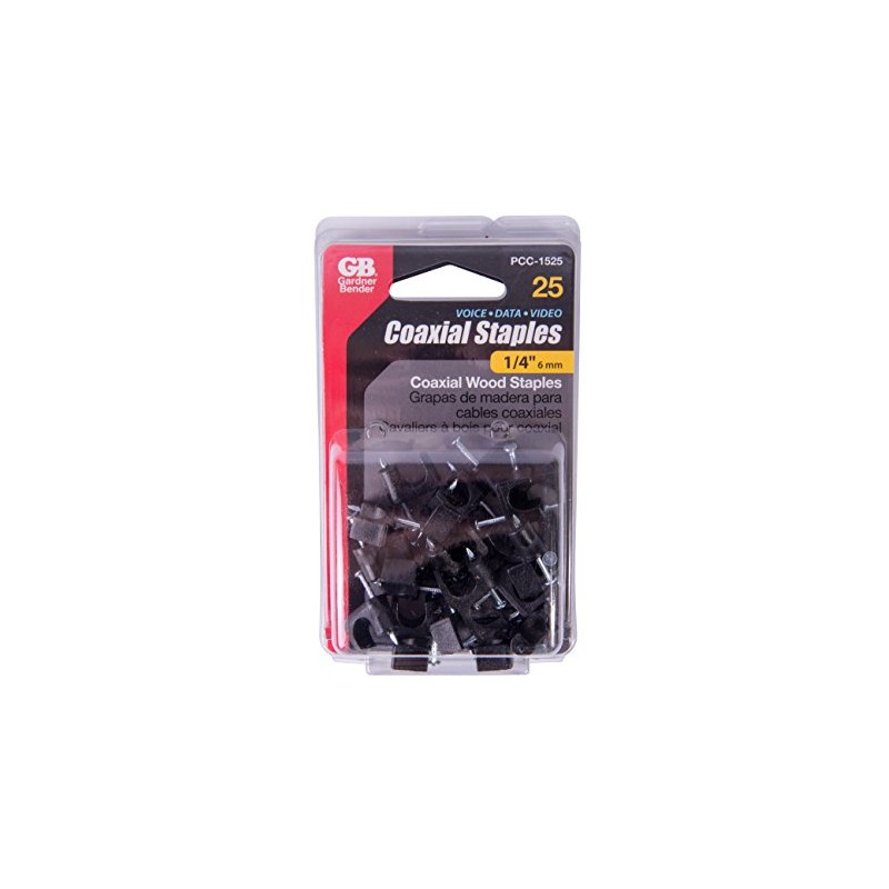 GARDNER BENDER INC, 25 Pack, Black PCC-1525 Coaxial Cable Staple