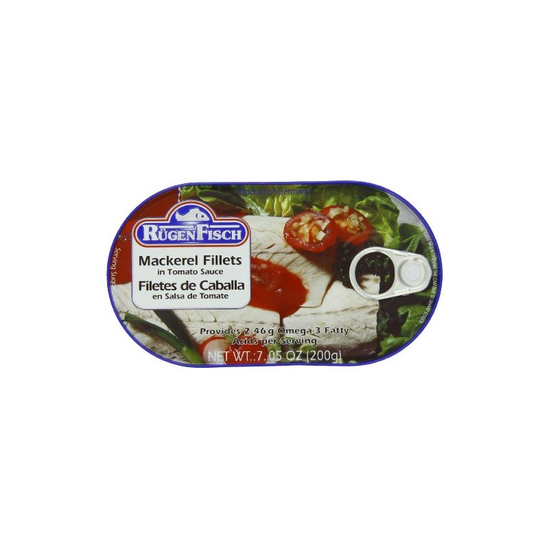 RügenFisch Mackerel Fillets in Tomato Sauce, 7.05 Ounce