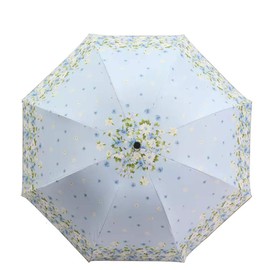 Sun and Rain Umbrella SPF 50+ Folding Travel Sun Umbrella Anti-UV Protection Parasols Windproof Double Layer Umbrella (Blue)