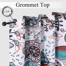 Estelar Textiler White Boho Abstract Watercolor Floral Curtains 84 Inch Long for Bedroom,Colorful Flowers Pattern Classic Design Room Darkening Window Grommet Drapes for Living Room,52Wx84L,2 Panels