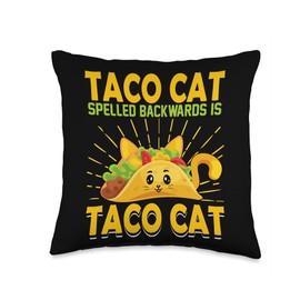 Mens Womens Cute Taco Cat Kitty Kitten Food Gifts Taco Cat Kitten Gift for Foodie Men Women Kids Boys Girls Throw Pillow, 16x16, Multicolor