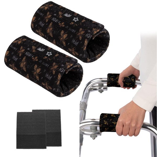 Universal Walker Padded Hand Grip (2 Pack) Covers Non-Slip Cushion Padding for Folding Rolling Wheelchair
