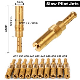 ZAMDOE 20 Pcs Carburetor Main Jets Kit(10 Carburetor Main Jets + 10 Slow Pilot Jets), Accessories for PWK Keihin OKO CVK KOSO PE PWM Carburetor