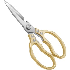 CGBE Kitchen Scissors Heavy Duty Dishwasher Safe Food Scissors, Multi-Purpose Kitchen Shears, Non Slip Stainless Steel Sharp Cooking Scissors for Kitchen (Gold)