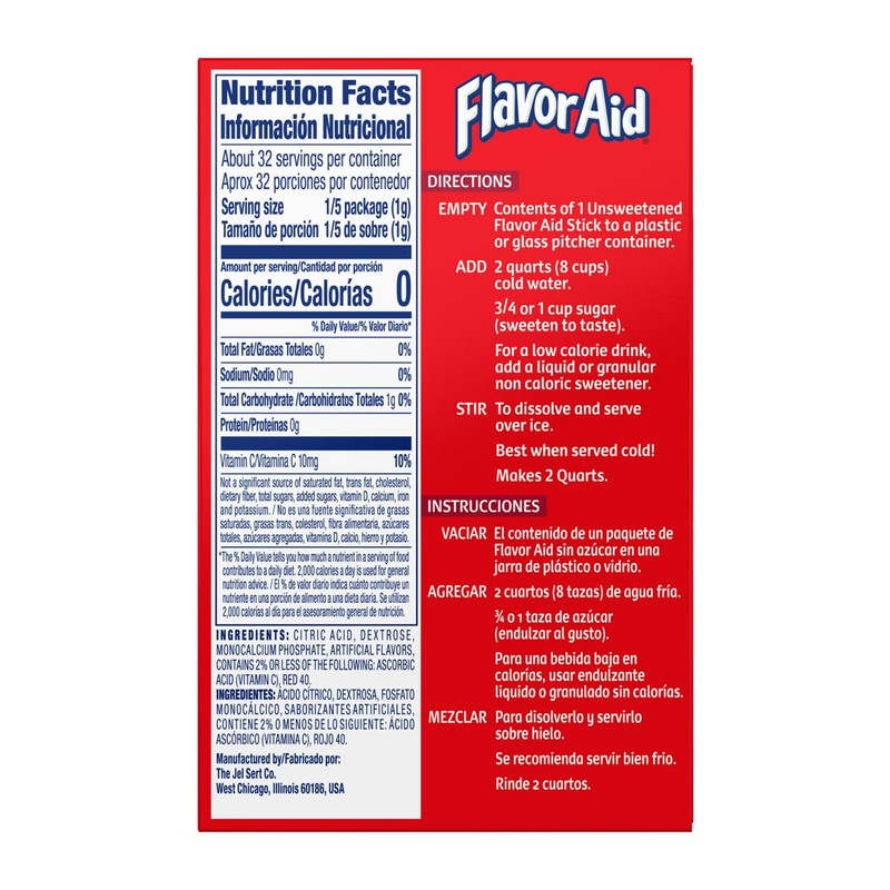 FlavorAid Aguas Frescas - Cherry Flavor - Powdered Drink Mix