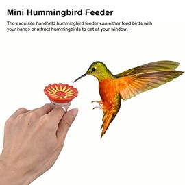 Hummingbird Wrist Feeder, for Outdoor Hummingbird Hand Feeder Feeding Perch Hand Feed with Adjustable Strap Flower Hand Held Mini Hand Feeding Tools(Yellow Flower)