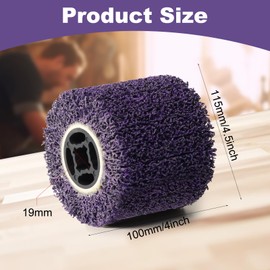 Rocaris 36 Grit Abrasive Drawing Wheel Drum, 4.5"×4" Wire Drawing Polishing Burnishing Wheels, Buffing Wheels for Wood Metal Surface Polishing, Purple
