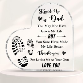 Stepdad Gifts Stepped Up Dad Plaque 4x4" Father's Day Gifts for Step Dad Bonus Dad Presents Step Dad Birthday Gifts Step Dad Plaque