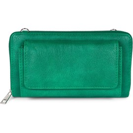 styleBREAKER Damen Handy Geldbörse mit Reißverschluss und Schultergurt, Umhängetasche, Handytasche, Crossbag 02040157, Farbe:Smaragdgrün