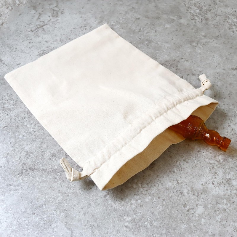 Nippon Chuko ES324N Cotton Ruffle Drawstring Pouch, Medium, Natural, 1