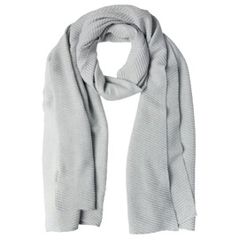 Street One Women's Long Pleated Scarf, Heather Grey Mel.