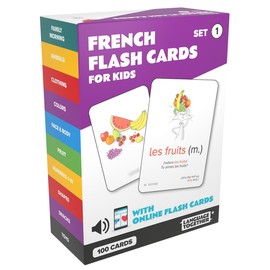 French Flash Cards for Kids: 100 First French Words with Online Audio - Learn Colors, Shapes, Numbers 1-10, Animals and More Beginner, Everyday Words - 100 Cards