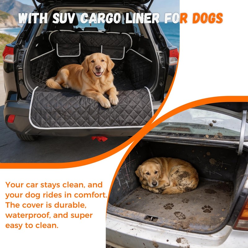 SUV Cargo Liner Dogs, Waterproof Dog Trunk Cover, Pet Cargo