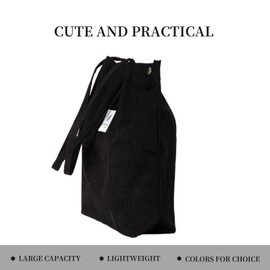 CHAOTEMAI Bag Tote Bag Large Shoulder Bag Cord Bag Beach Bag Cord Bag Crossbody Bag Shopper Tote Bag Shopping Bag Handbag Shopper for Work Shopping School Gifts for Girls, black