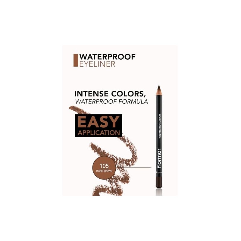 Flormar Waterproof Eyeliner 105 Warm Brown – Wischfester & Smudge-Proof