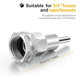 Hohean 2 Pcs Stainless Steel Automatic Water Drinker 1/2'' 3/4'' Automatic Nipple Drinking Waterer Brass Water Tank Connector with Hole Opener and Plumber's Tape for Dogs and Other Pets