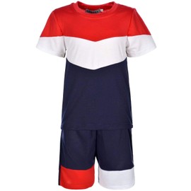 BEZLIT 30300 Boys' Capri Short Fabric Shorts T-Shirt, Navy-white