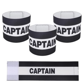 3pcs Captain Armbands Soccer, Adjustable Leader Football Arm Bands Breathable Soccer Captain Armband Sport Accessory for Football Rugby Basketball for Youth and Adults (Black)