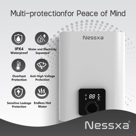 2.65 Gallon Electric Mini Tank Water Heater, 110V 1500W Instant Compact Electric Storage Hot Water Heater, Point of Use On Demand Under Sink Water Heaters for Home Kichen Bathroom