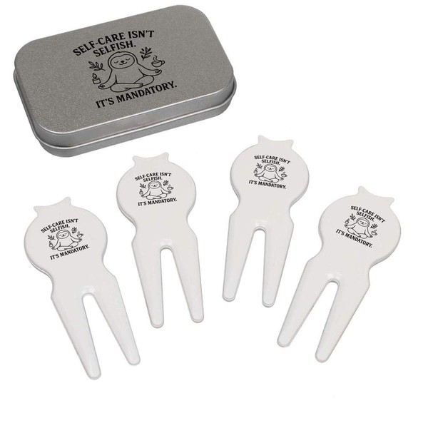 Azeeda 'Self-Care Is Mandatory' Golf Divot Tool/Repair Fork Gift Set