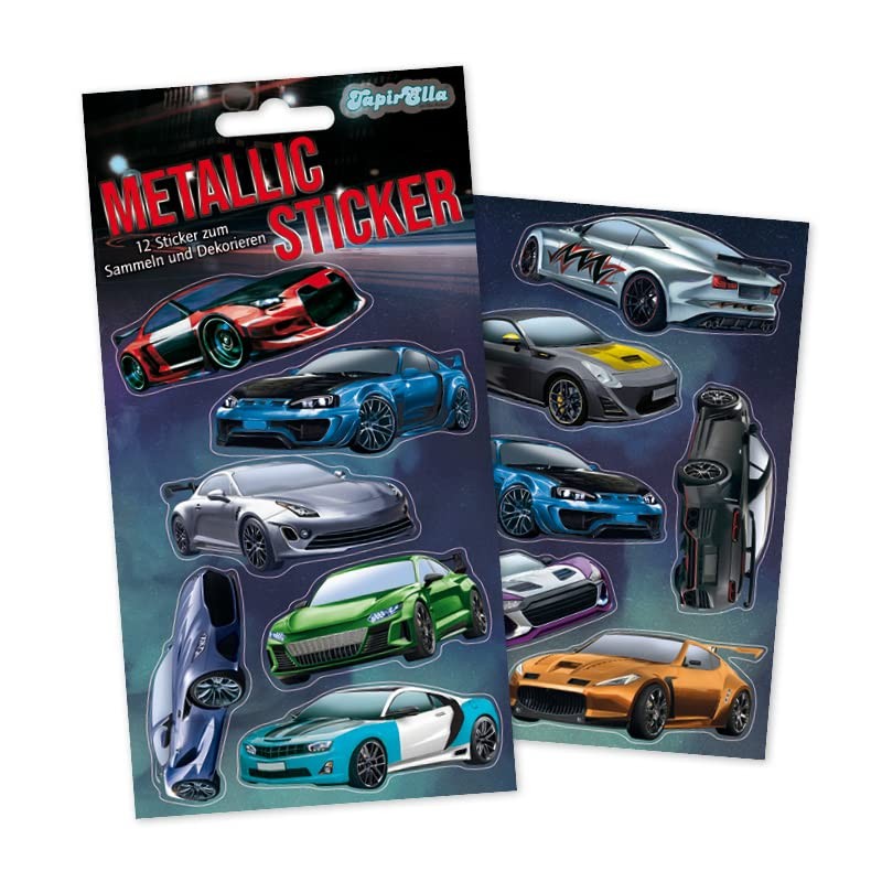 12 Metallic Stickers * Racing Car * for Crafts and