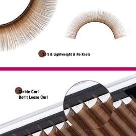 Kolybel Colored Premium Eyelash Extensions 0.03 D Curl 8-16mm Mixed Length,Premium Individual Silk Lash Extension,Professional Eyelash Extension Supplies for Lash Techs (Dark Brown,0.03-D 8-16mm)