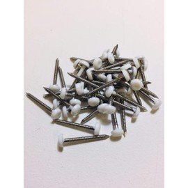 HARDWARE FOR YOU LTD 1 X Pack 25 Polymer Headed Nail Pin - White 25mm Stainless Steel Pin Fixings
